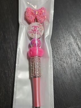 Pink Sparkle CC Pen with Bow and Charm